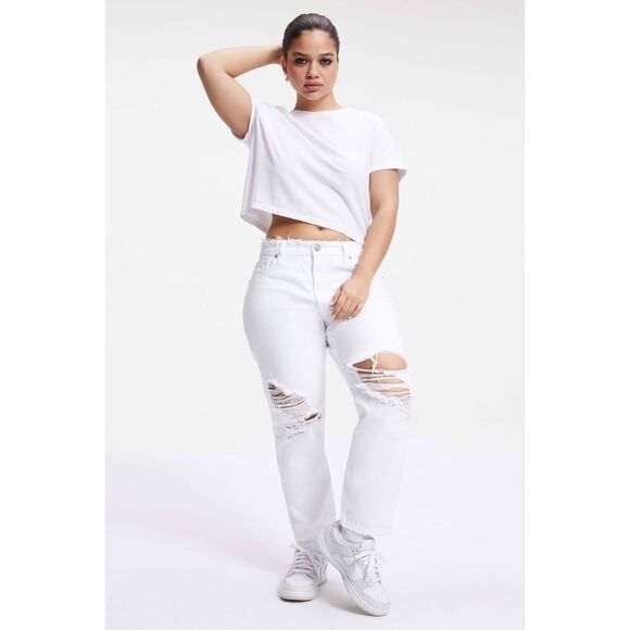Good American High Waist Distressed White Jeans Size 10/30 NWT - Picture 1 of 12